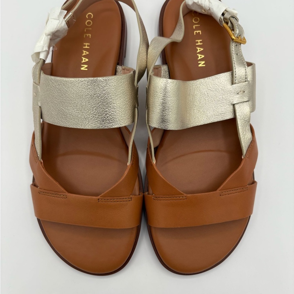 New Cole Haan Women Fawn Sandal Size 6 Pecan/soft Gold